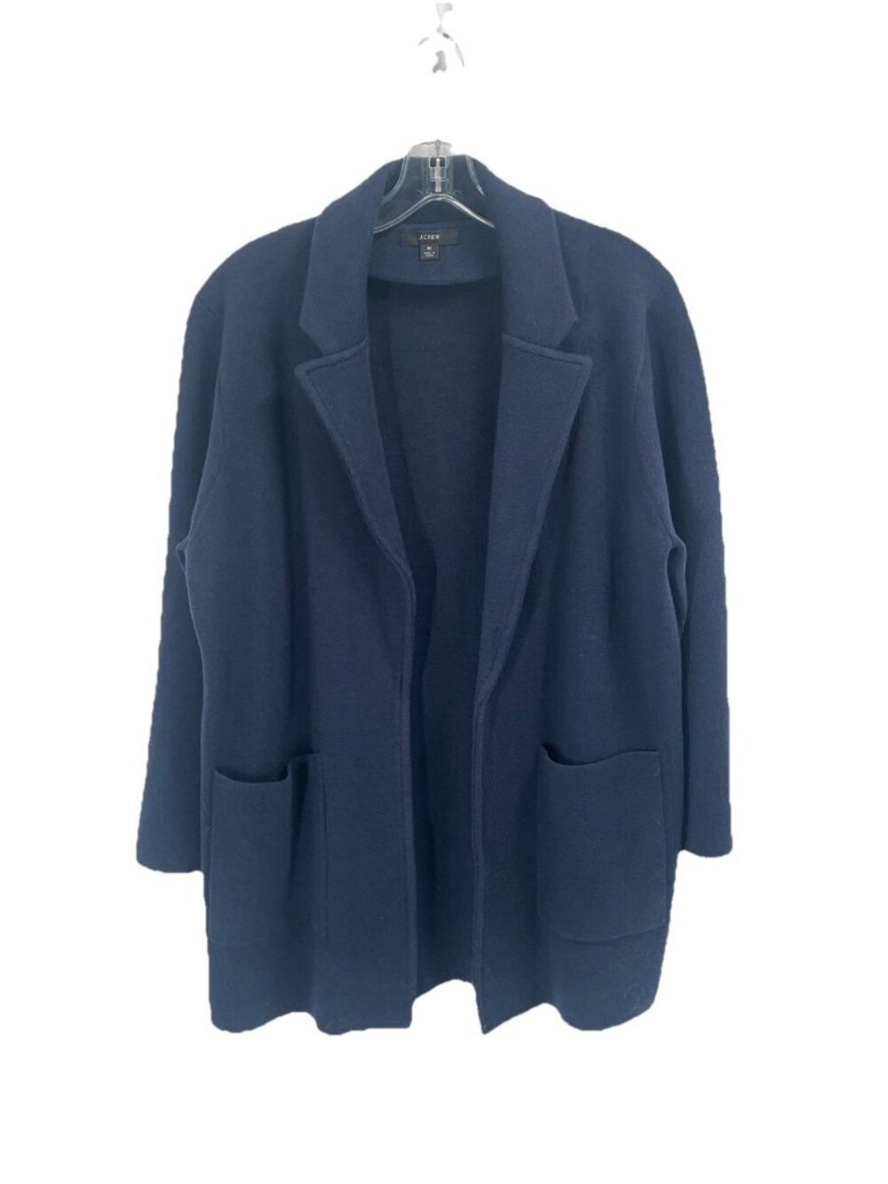 J Cew Navy Blue Sophia Sweater Blazer Sz M Stretchy Knit Layering Quiet Luxury